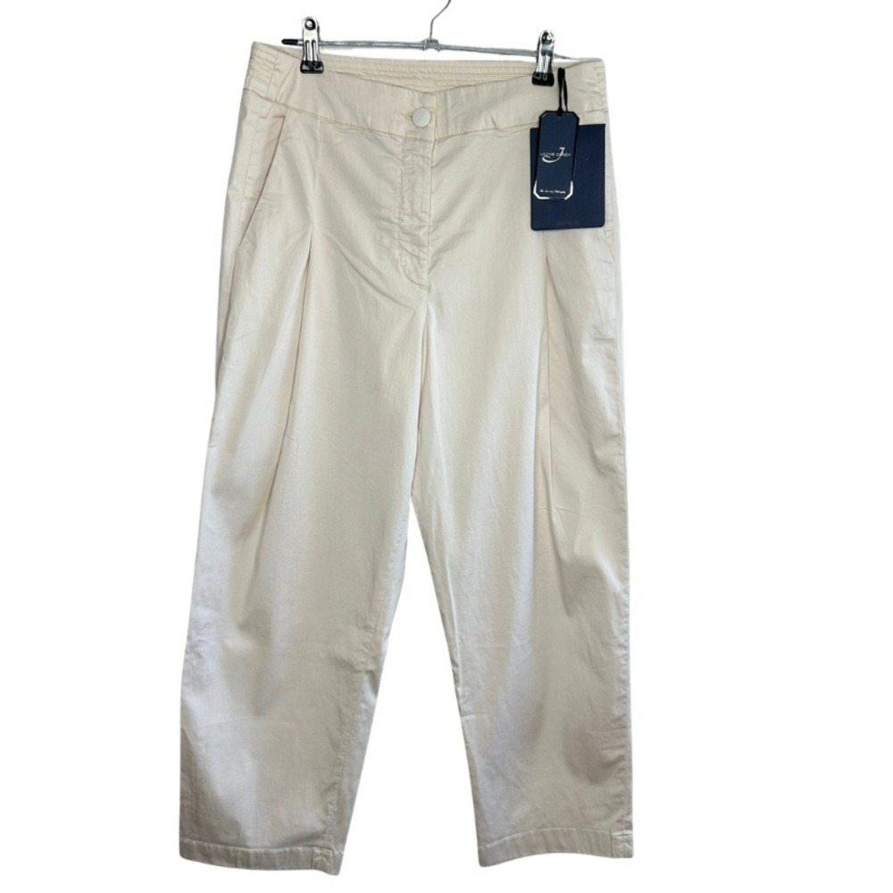 Jacob Cohen Clara Gesso White Pleated Lyocell Cotton Pants Size 26 Made in Italy